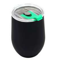 Термокружка с двойной стенкой SOFTO To Go софт-тач, черная/зелёная