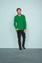 Рубашка поло мужская с длинным рукавом WINTER II 210 ярко-синяя