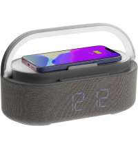 Колонка с часами и беспроводной зарядкой Veske ver.2, серая