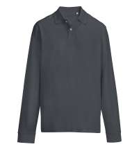 Рубашка поло унисекс с длинным рукавом Pacific LSL, темно-серая (графит)