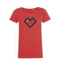 Футболка женская Pixel Heart, красная