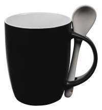 Кружка с ложкой Cheer Up ver.2, черная