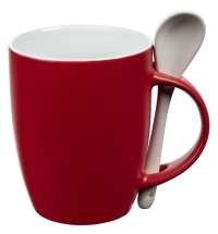 Кружка с ложкой Cheer Up ver.2, красная