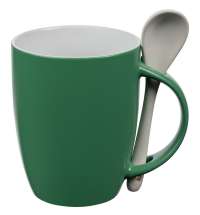 Кружка с ложкой Cheer Up ver.2, зеленая