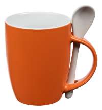Кружка с ложкой Cheer Up ver.2, оранжевая