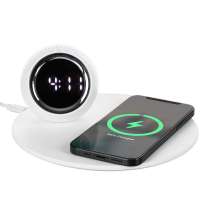 Станция беспроводной зарядки с часами и подсветкой GlobeBee, белая