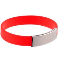 Силиконовый браслет Brisky с металлической шильдой, красный