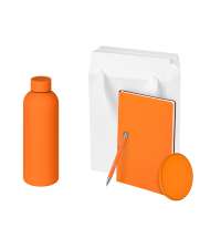 Подарочный набор Prima, оранжевый (термокружка, ежедневник, зарядное устройство, ручка)