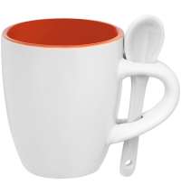 Кофейная кружка Pairy с ложкой, оранжевая с белой
