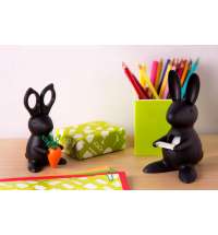 Ножницы и магнит со скрепками Bunny, чёрные