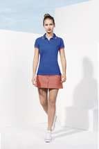 Рубашка поло женская PASADENA WOMEN 200 с контрастной отделкой, зеленый лайм с белым