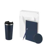 Подарочный набор Palermo, синий (термокружка, ежедневник, зарядное устройство, ручка)