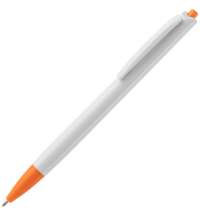 Ручка шариковая Tick, белая с оранжевым