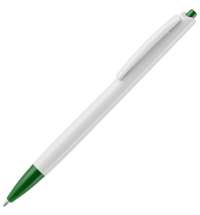 Ручка шариковая Tick, белая с зеленым