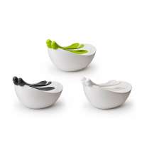 САЛАТНИЦА С ЛОЖКАМИ SPARROW, белая/зеленая