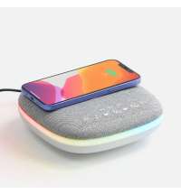 Bluetooth колонка с беспроводной зарядкой и подсветкой Terrafonic, серая