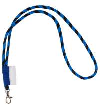 Шнурок для бейджа Tube Long, черный с синим