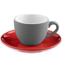 Чайная пара Cozy Morning, серая с красным