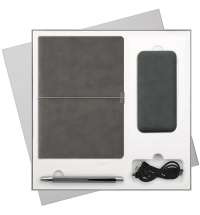 Подарочный набор In Velour, серый (ежедневник, ручка, аккумулятор)