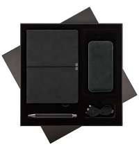 Подарочный набор In Velour, черный (ежедневник, ручка, аккумулятор)