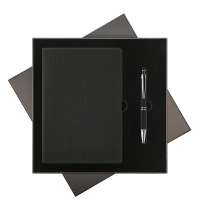 Подарочный набор Tweed, черный (ежедневник, ручка)