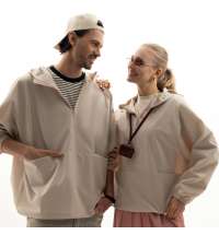 Ветровка (анорак) оверсайз унисекс RISSMAN, бежевая, размер M/L