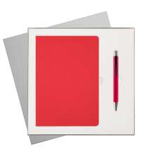 Подарочный набор Latte soft touch, красный (ежедневник, ручка)