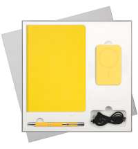Подарочный набор Latte NEW, желтый (ежедневник, ручка, аккумулятор)