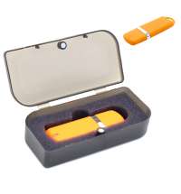 Флешка Shape с покрытием Софт Тач в футляре, оранжевая