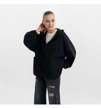 Ветровка (анорак) оверсайз унисекс RISSMAN, черная, размер XS/S