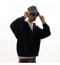 Ветровка (анорак) оверсайз унисекс RISSMAN, черная, размер M/L