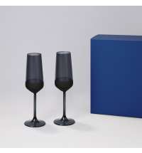 Подарочный набор 2 бокала для шампанского Black Edition в синей коробке