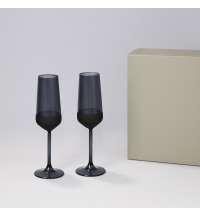 Подарочный набор 2 бокала для шампанского Black Edition в серой коробке