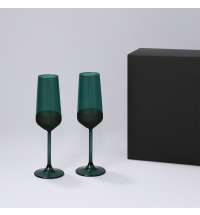 Подарочный набор 2 бокала для шампанского Emerald в черной коробке