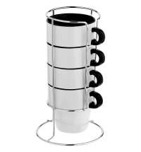 Набор кружек Inset с подставкой, черный