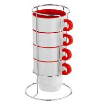 Набор кружек Inset с подставкой, красный