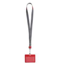 Чехол для карточки с лентой и ретрактором Devon, красный