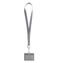 Чехол для карточки с лентой и ретрактором Devon, серый с белым