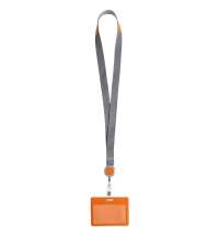 Чехол для карточки с лентой и ретрактором Devon, оранжевый