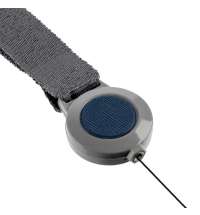 Лента для бейджа с ретрактором Devon, серая с синим