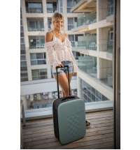 Чемодан складной Rollink Vega II 55x40x20 см, 2 колеса, бирюзовый