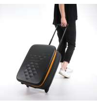 Чемодан складной Rollink Earth 55x40x20 см, 2 колеса, черный/оранжевый