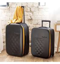 Чемодан складной Rollink Earth 55x40x20 см, 2 колеса, черный/оранжевый