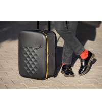 Чемодан складной Rollink Earth 55x40x20 см, 2 колеса, черный/оранжевый