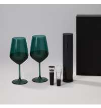 Подарочный набор 2 бокала для вина Emerald + набор для вина Sacramento в черной коробке