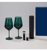 Подарочный набор 2 бокала для вина Emerald + набор для вина Sacramento в синей коробке