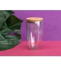 Стакан с двойными стенками и бамбуковой крышкой «Batur»