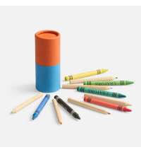 Набор цветных карандашей с мелками Kiddo Tube, голубой с оранжевым