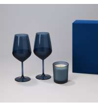Подарочный набор свеча Enigma + 2 бокала для вина Sapphire в синей коробке
