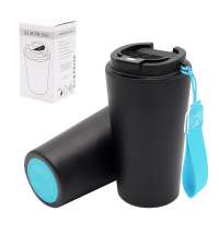 Термокружка Surprise To Go с индикатором, чёрная/бирюзовая